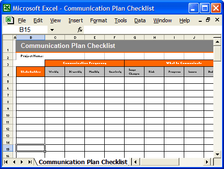 Communication Plan Template Excel from sixsigmastudyguide.com