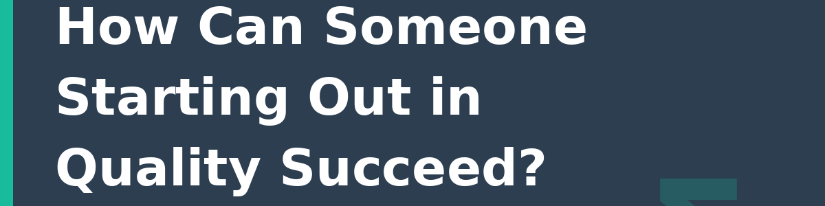How Can Someone Starting Out in Quality Succeed?