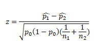 Test statistic for two sample proportions test